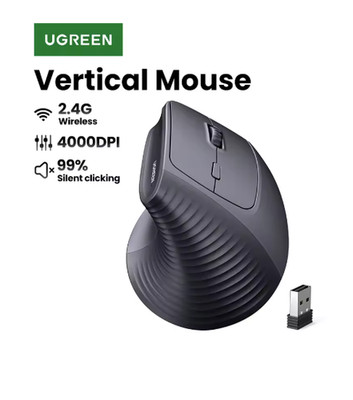 UGREEN Vertical Wireless Mouse 2.4G Ergonomic 4000DPI Silent