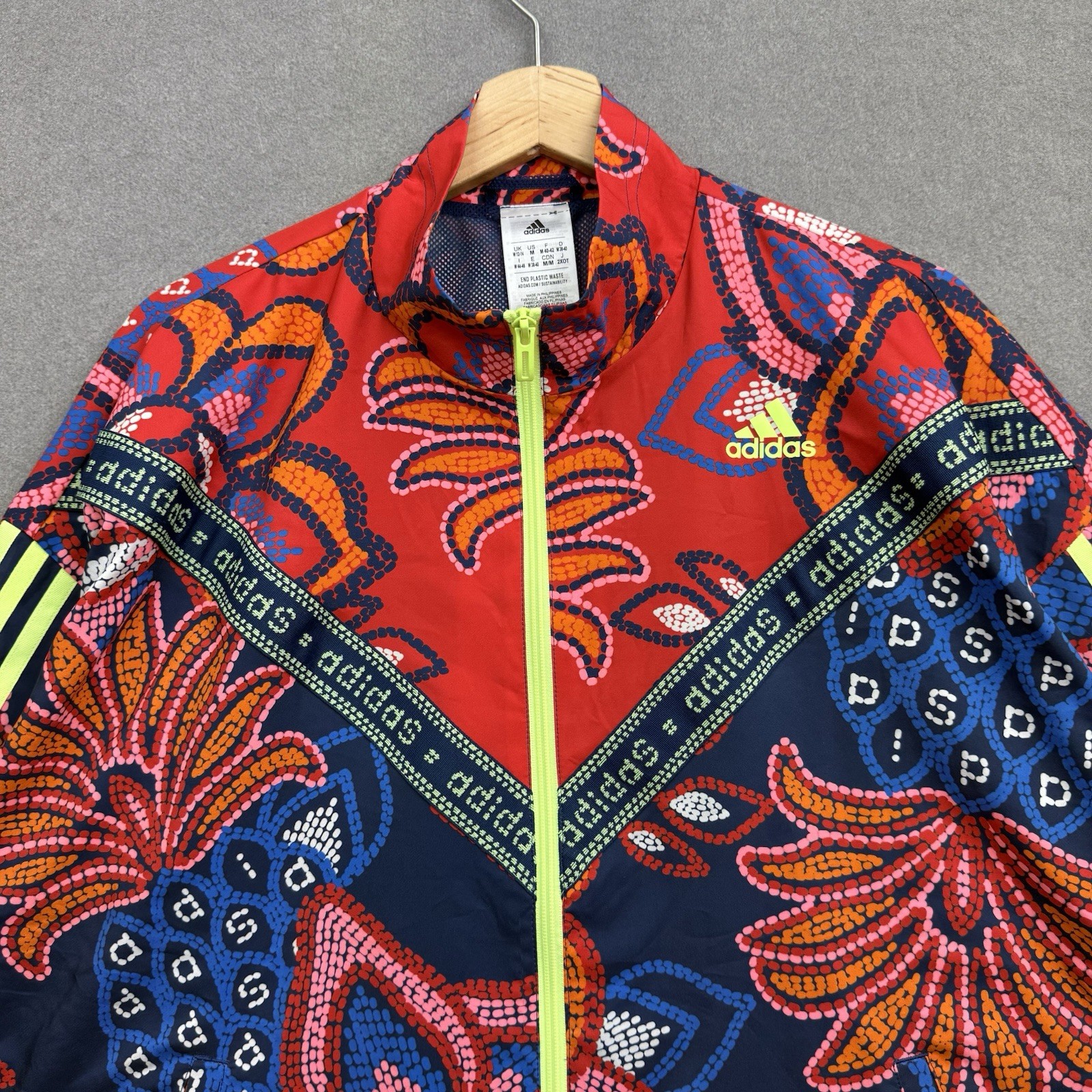 ADIDAS FARM RIO Jacket Women UK 12 14 M Pineapple Floral Windbreaker AOP Kimono thumbnail 5