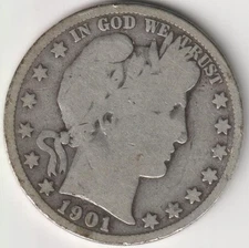 BETTER DATE 1901-S BARBER HALF DOLLAR AG-G