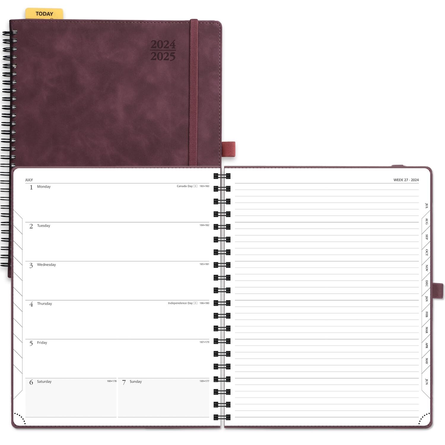 POPRUN Planner 2024-2025 Weekly Notebook 8.5''x 10.5'' Academic Calendar JUL....