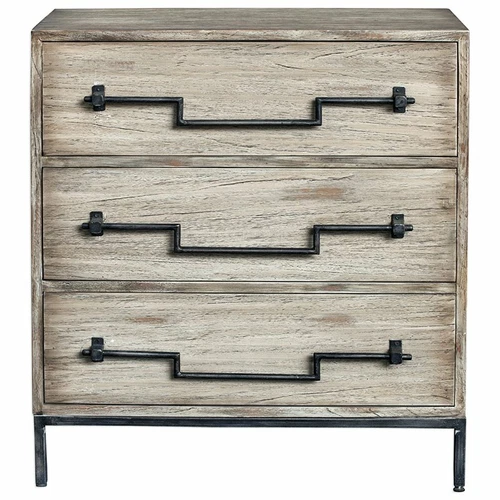 Uttermost Jory 3 Drawer Accent Chest in Aged Ivory and Black - Picture 3 of 7