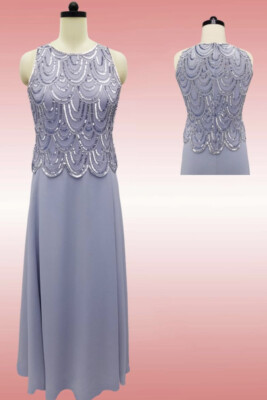 JKara Womens Blue Embellished Popover Formal Evening Dress Gown