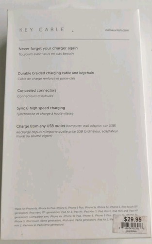 Native Union 10cm Lightning Key Ring Charge Cable for iPhone iPad MFi-Certified - Picture 4 of 4