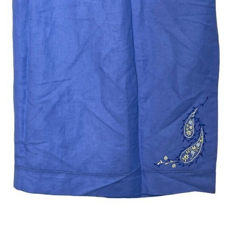 Emma James Linen Blend Embroidered Paisley Side Slit Midi Skirt Size 12 Blue - Picture 6 of 12