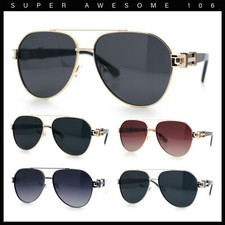 Mens Polarized Luxury Metal Tear Drop Shape Officer Double Bridge Sunglasses