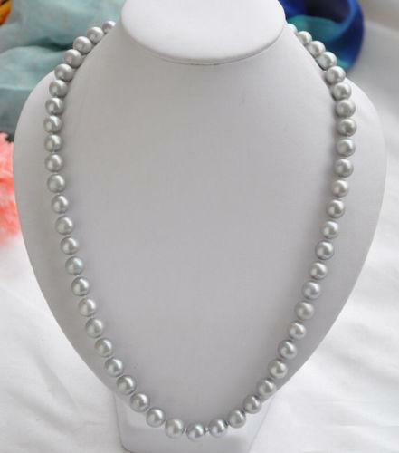 Real 7-6MM NATURAL SOUTH SEA GRAY PEARL NECKLACE18inch 14K Gold Clasp - Picture 1 of 4