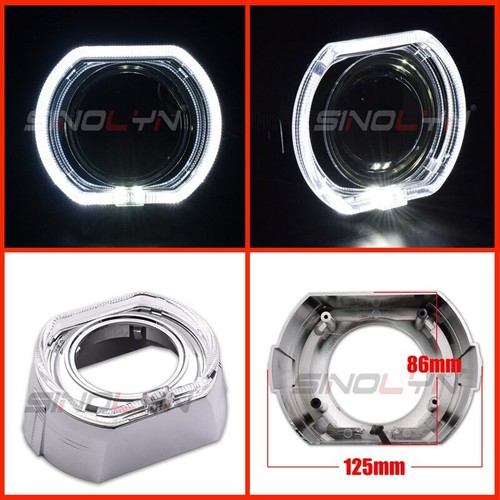 LED Angel Eyes Halo Shrouds DRL Bezel For Mini 2.5'' H1 WST HID Bi-Xenon Lens - Picture 2 of 19