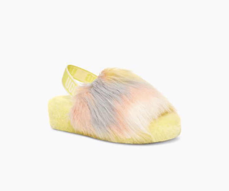 PANTOFOLA D’ORO SANDALI PANTOFOLE UGG MARGARITA FLUFF YEAH TIE DYE PELLE DI PECORA US 6 EU 38 NUOVI