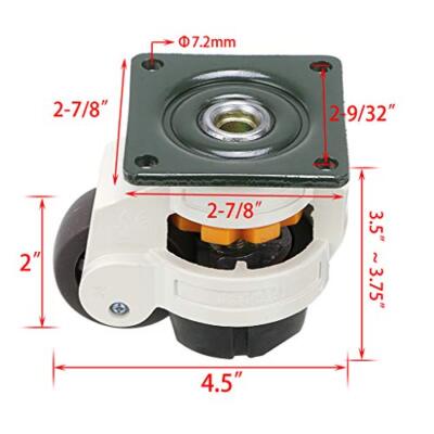 4PCS Heavy Duty Leveling Caster Wheels - 2000lb Capacity, Retractable With Nylon Wheel & Rubber Foot
