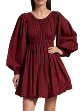 ULLA JOHNSON Martine Bubble Minidress in Bordeaux 100% Cotton NWOT Size 6