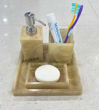 4-Piece Marble Bathroom Accessories Set - Complete with Mouthwash Cup,