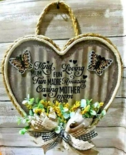 HANDCRAFTED WOOD HEART WALL HANGING - WITH  WORDS ABOUT MOM-