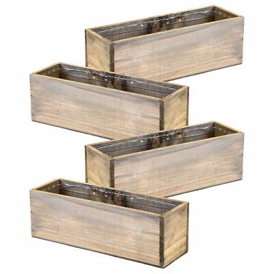 Wooden Planter Box, Rustic Barn Wood, Plastic Liner l Rustic Natural (12" x  4") | eBay