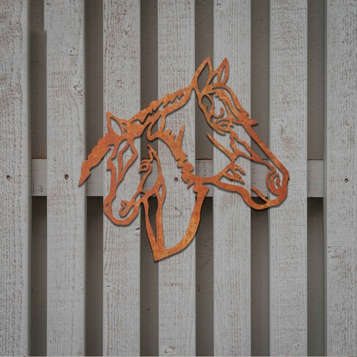 Rusted Metal Horses, Unique Horse Wall Art, Rusted Garden Art, Rusty Wall Decor - Picture 11 of 17