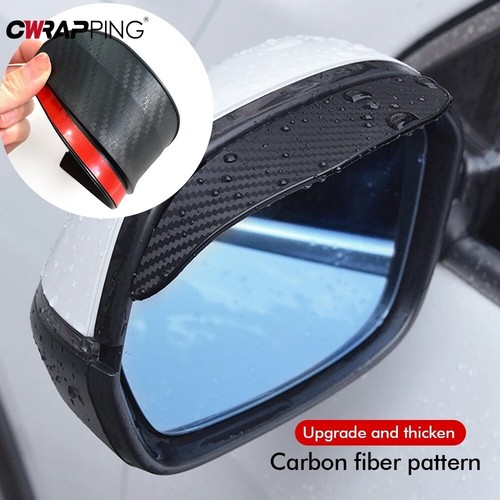 2PCS Car Rearview Mirror Rain Visor Eyebrow Covers - Black, White & Carbon Fiber - Picture 23 of 24