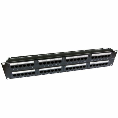 2U Patch Panel Cat5e RJ45 48.3cm Rack Montierbar 48 Port & Rücken Stange