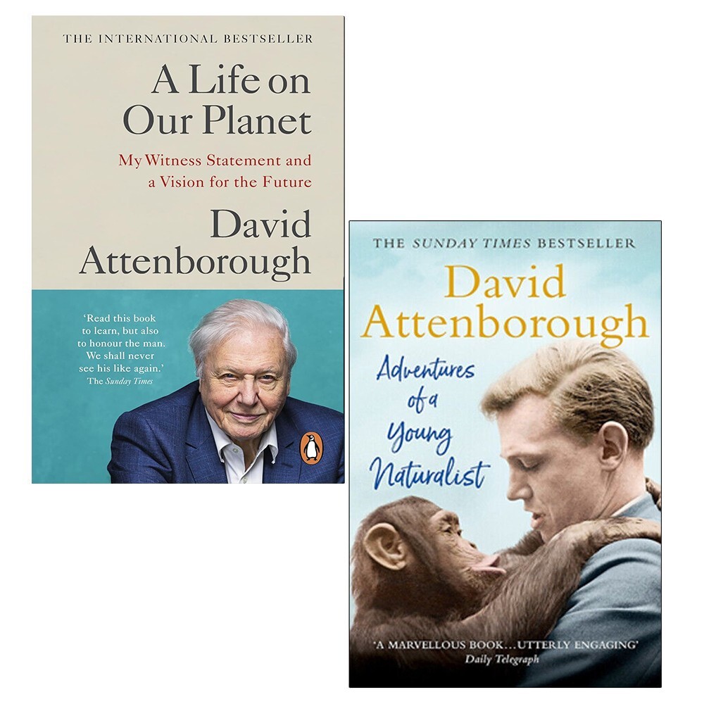 David Attenborough 2 Books Set A Life on Our Planet,Adventures of a Young Natura