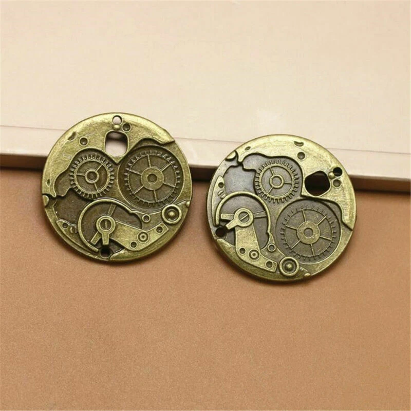 Berloques antigos de engrenagem de roda redonda 25/38 mm steampunk faça você mesmo pingente acessórios - Imagem 2 de 4