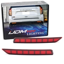 Red Lens Full LED Rear Bumper Reflectors For Chevy 21-24 Suburban/Tahoe Yukon