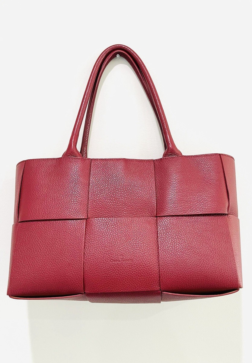 NWT Chiara Ferretti Genuine Italian Leather Woven Large Red
