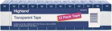 Highland 5910 Transparent Tape 3/4" Wide 12 Pack