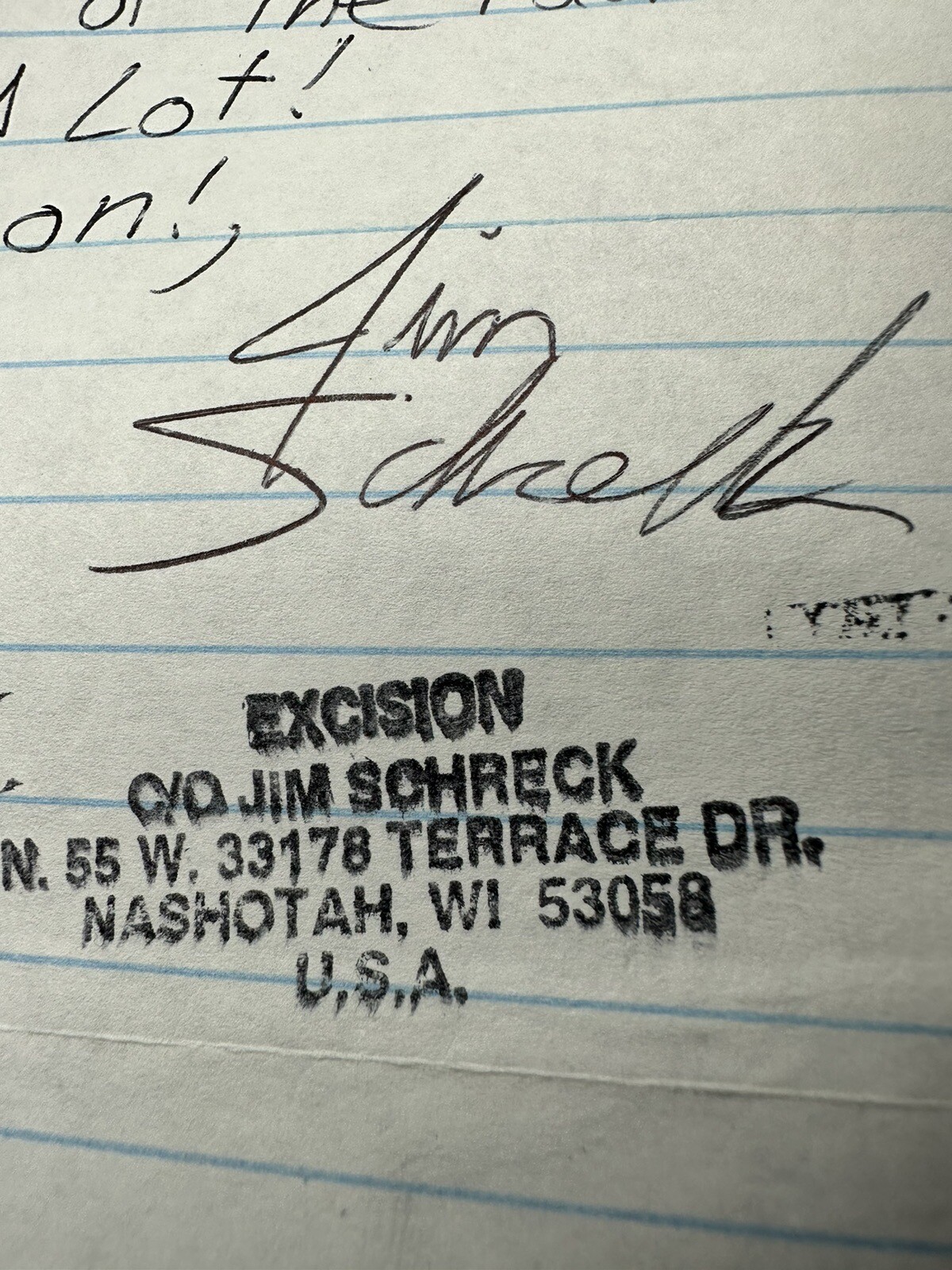 Excision Promo Letter, Nashotah, WI