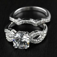 1.30Ct White Round Cut CZ Women's Bridal Wedding Ring Set In 925 Sterling Silver