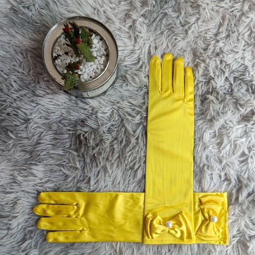 Kids Girls Long Satin Gloves Bow Mittens Party Wedding Performance Accessories ∂ - Picture 7 of 26