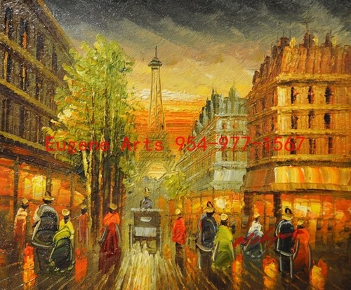 8x10" 100% hand painted oil flat,Street scene,Paris,Eiffel Tower,Europe - Picture 3 of 4