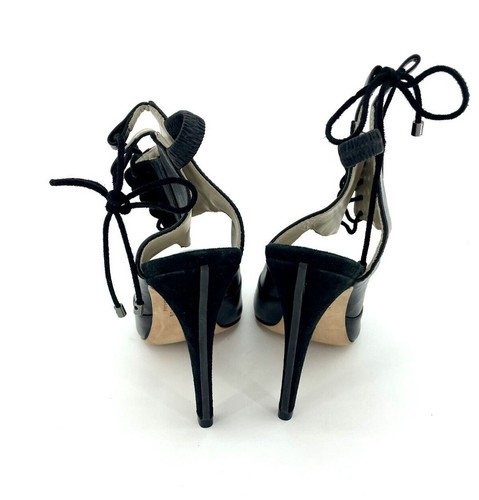 Alepel Chaine Pumps Black Leather & Suede Lace Up Shoes SZ 8.5 New $695 SH26 - Picture 8 of 9