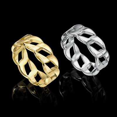 Stainless Steel Gold Plated Chain Link Ring, Stud Earrings Fashion Jewelry Women