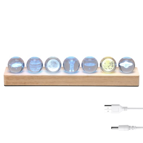 7PCS Solar System Planet Crystal Ball Light Crystal Decoration LED Night Light - Picture 14 of 14