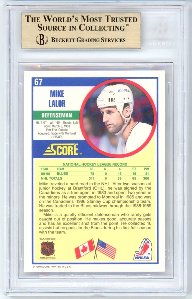 POP 1: Mike Lalor RC BGS 9.5: 1990-91 Score Rookie Card Gisto - Image 2 of 3