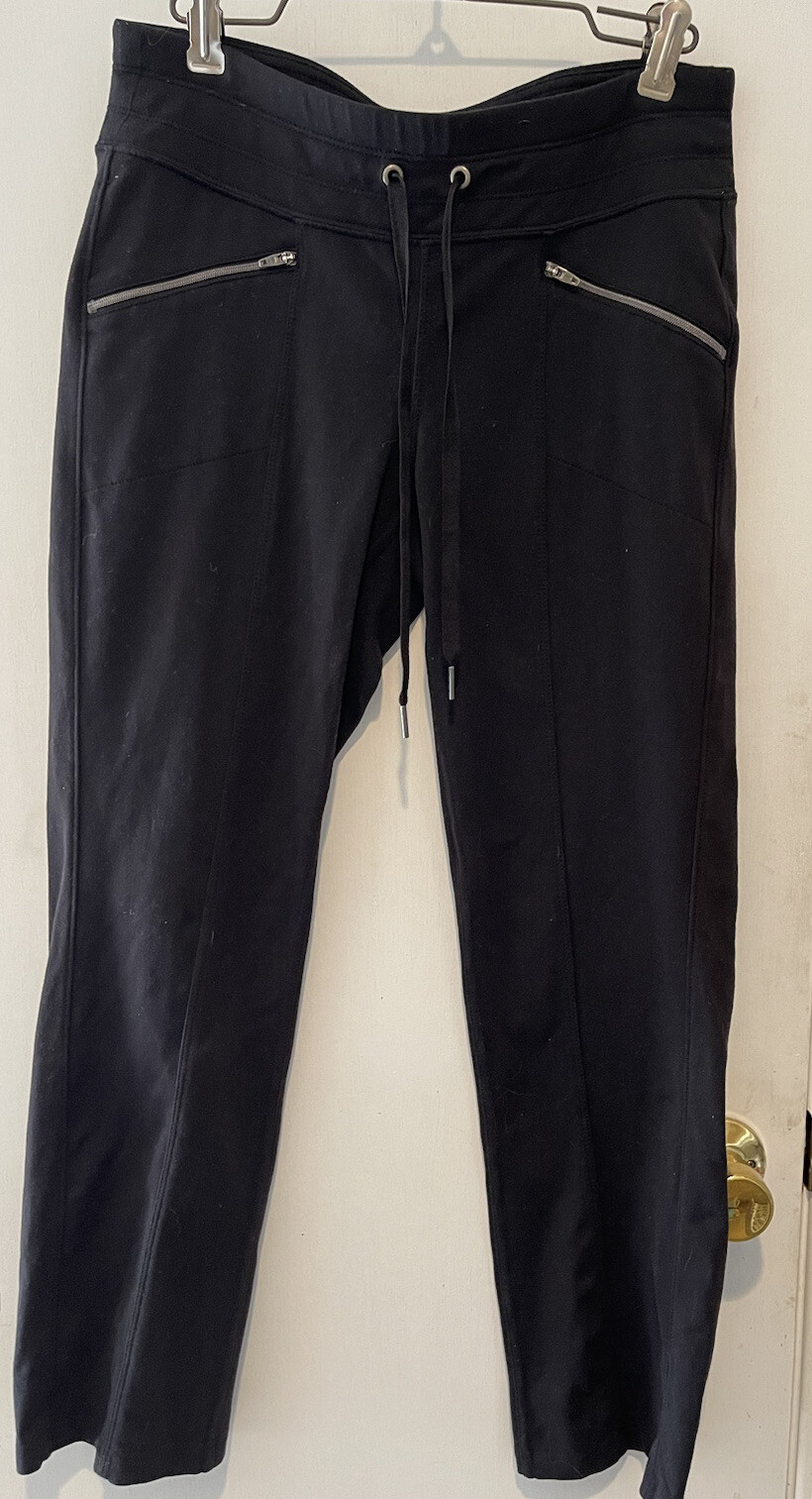 Athleta Yoga Pants XS Black Leggings Zip Pockets Drawstring Waist Womens EUC!-image