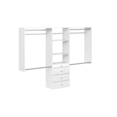 Closet Evolution Ultimate Wood Closet System 60''W - 96''W 6-Shelves Tower White
