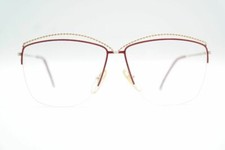Vintage Butterfly 80s Style Gold Red Half Rim Glasses Frame NOS