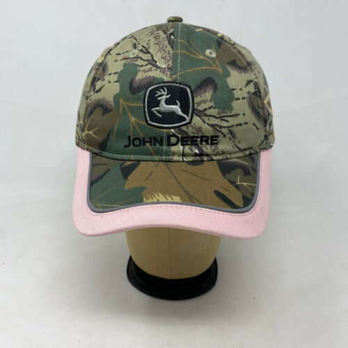 John Deere Season Womens Farmer Hat Camo Green Pink Edge Snap Back EUC - Picture 1 of 10