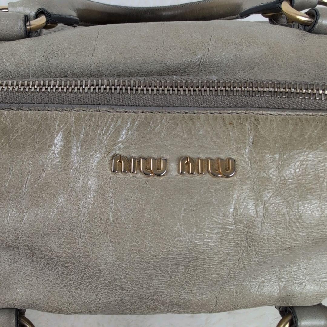 Miu Miu Vitello Shine Leather 2way Handbag Shoulder Bag Gray