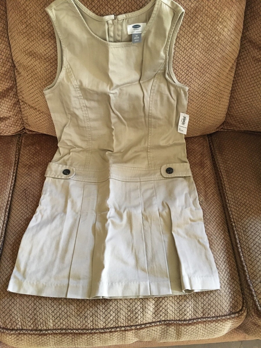 Old Navy Girls School Uniform Beige Jumper Sz 10 New