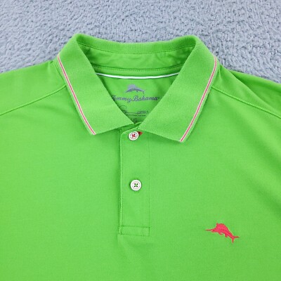 Tommy Bahama Polo Shirt Mens Large Green Outdoor Golf Beach Yardwork FLAW 