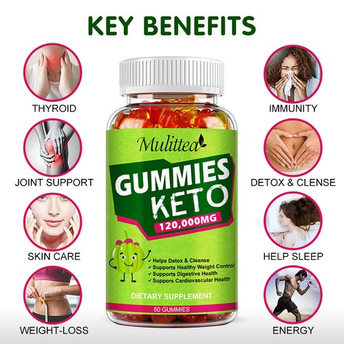 Keto Slimming Gummies 120,000mg Apple Cider Vinegar ACV Weight Loss 60 Gummy US - Picture 3 of 12