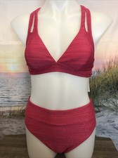 NWT Cupshe Women's Two Piece Swimsuit Size Small Pink Glitter