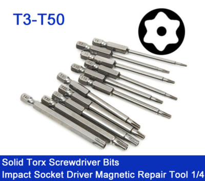 T3-T50 Solid Torx Schraubendreher Bits Schlagschrauber magnetisches 1/4