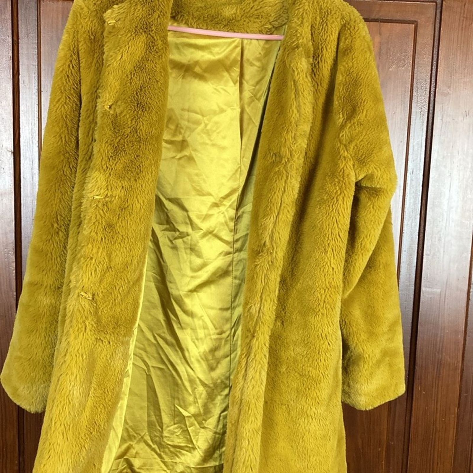 Willow & Clay Mustard Yellow Plush Faux Fur Jacket … Gem