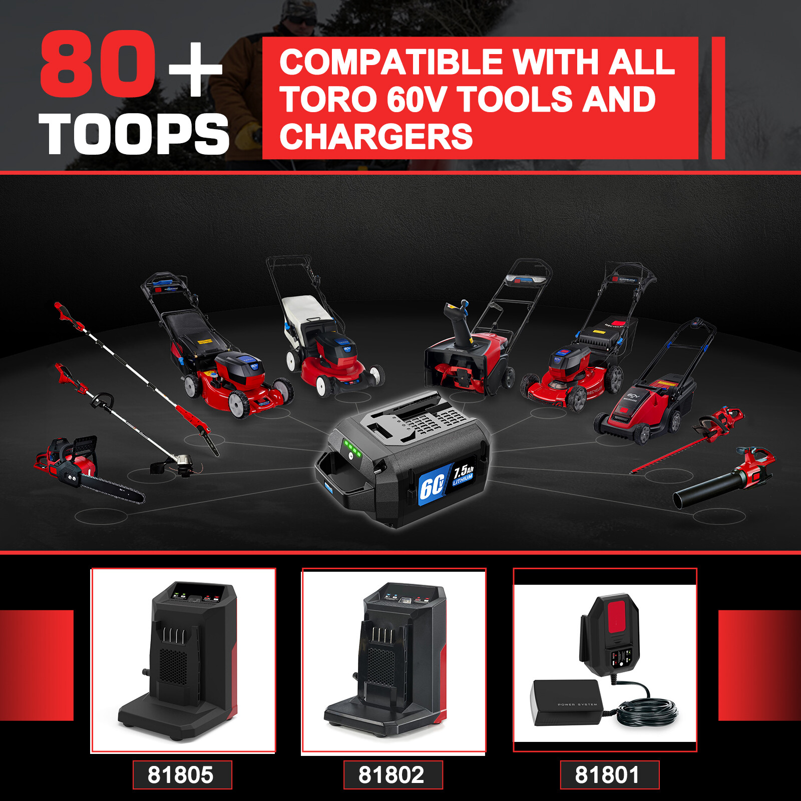 60V 7.5 Ah Lithium-ion Battery For ‎Toro 60Volt Flex-Force Power System L405 New