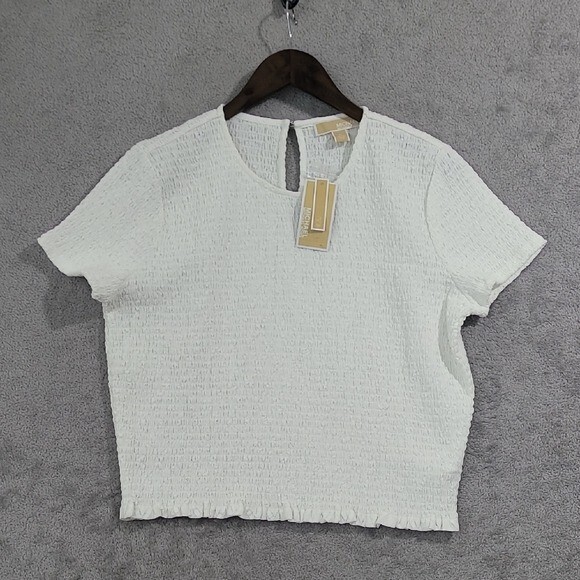 【a797】MICHEAL KORS 美品 Vネック リブニット XS ホワイト a797】MICHEAL KORS 美品 Vネック リブニット XS ホワイト