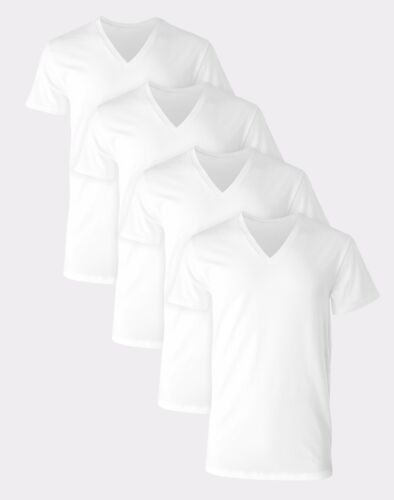 Pack de 4 T-Shirt à col en V Hanes sous-t-shirt manches courtes ultime confort homme - Photo 1 sur 5