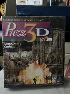 New Sealed VTG Hasbro Virtual Puzz 3D CD Notre Dame Cathedral 1998 WIN 95