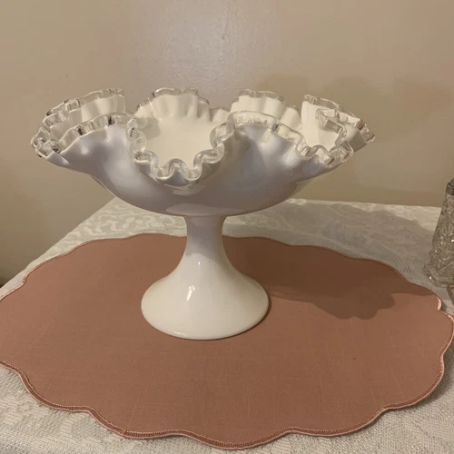 Vintage Fenton Silver Crest Pedestal Compote 11x8 High