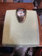 Vtg Mid Century Atomic Detecto Bathroom Floor Scale W/Bubble Glass Speckled AQUA